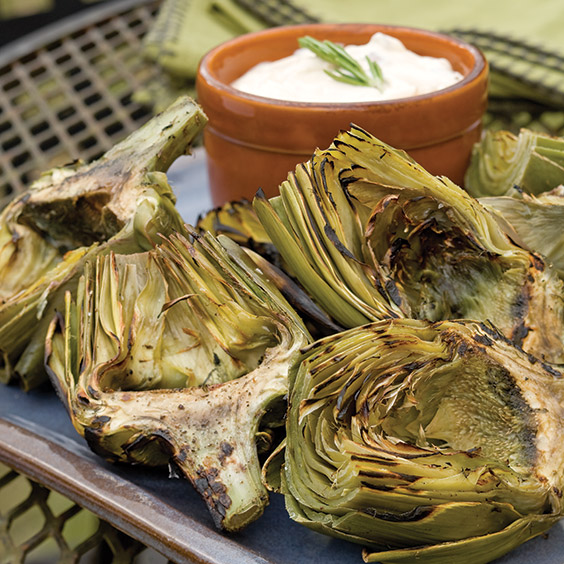 Grilled Artichokes with BaconRosemary Dip Paula Deen