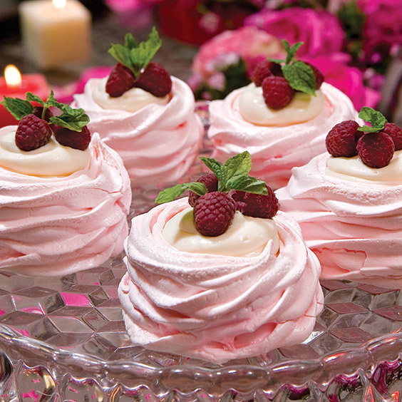 swiss meringue cups with mousse filling