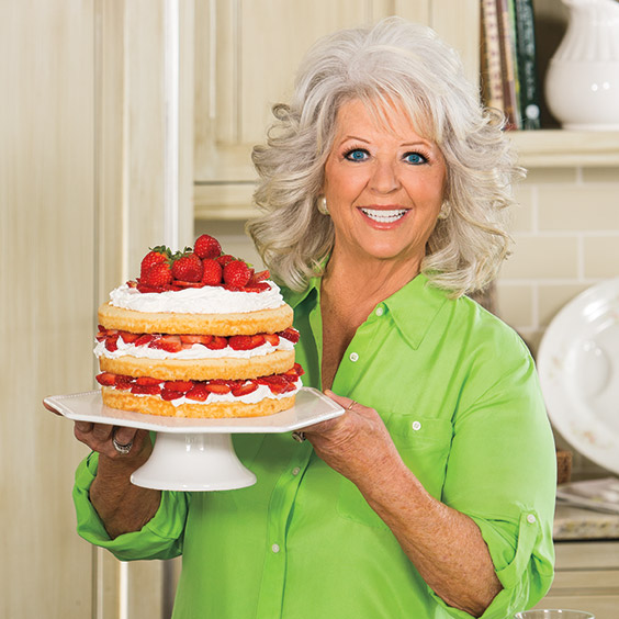 layer cakes; Paula Deen makes a shortcake with fresh strawberries