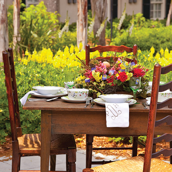 spring outdoor table setting