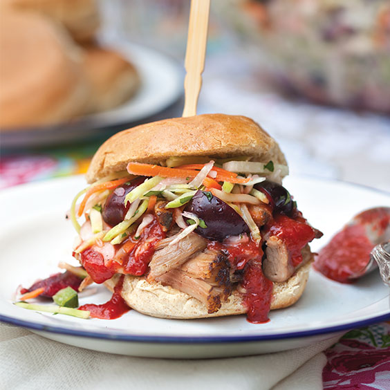 Slow-Cooker Pulled Pork Sandwiches with Cherry Slaw