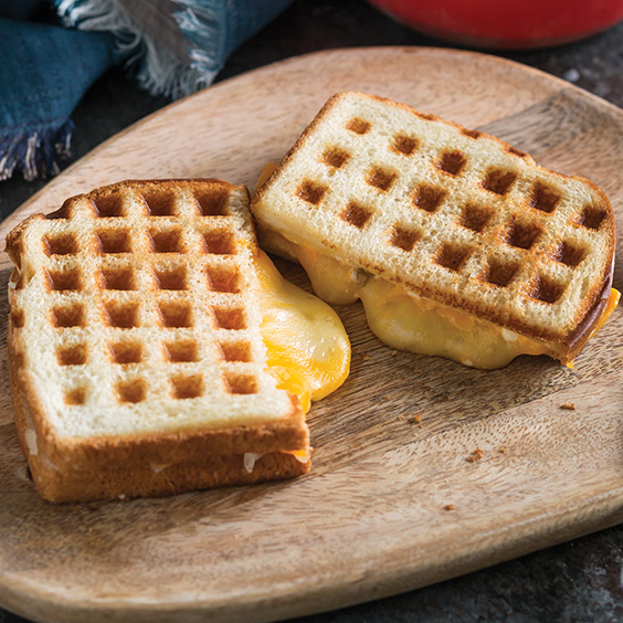 Waffle-Grilled three-Cheese Sandwiches