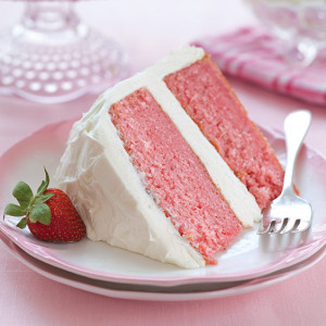 Strawberry Cake with White Chocolate Cream Cheese Frosting