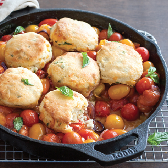 Tomato Cobbler with Cheddar Biscuits