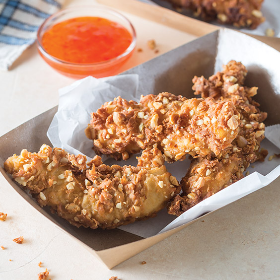 Peanut-Crusted Fried Chicken Fingers