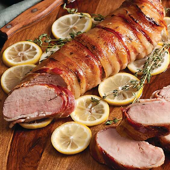 Bacon Wrapped Pork with Meyer Lemon and Honey