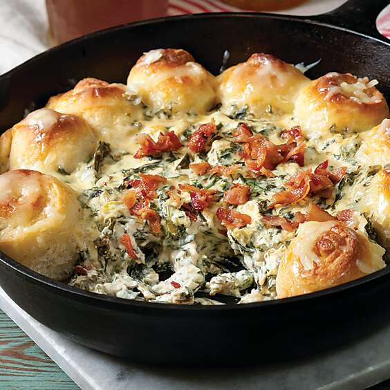 Turnip Greens and Bacon Dip with Pull-Apart Bread