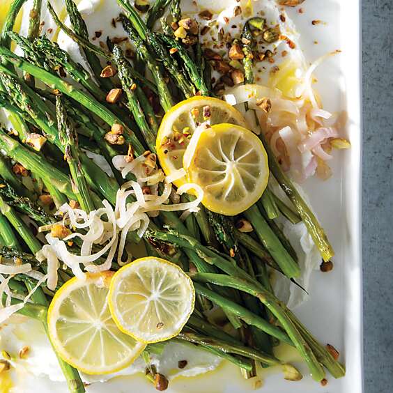 Roasted Asparagus with Creamy Cheese