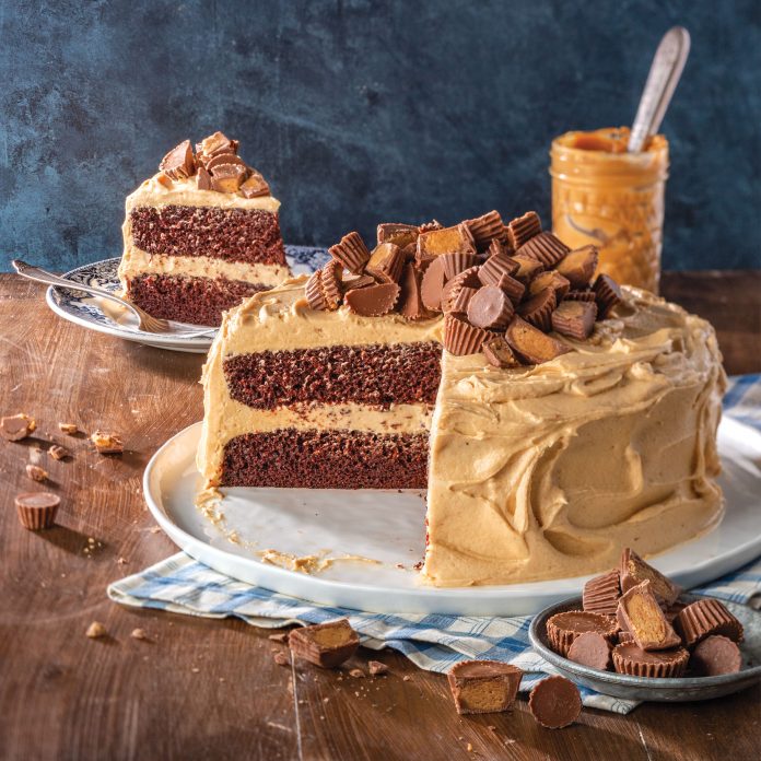Chocolate Layer Cake with Peanut Butter Frosting
