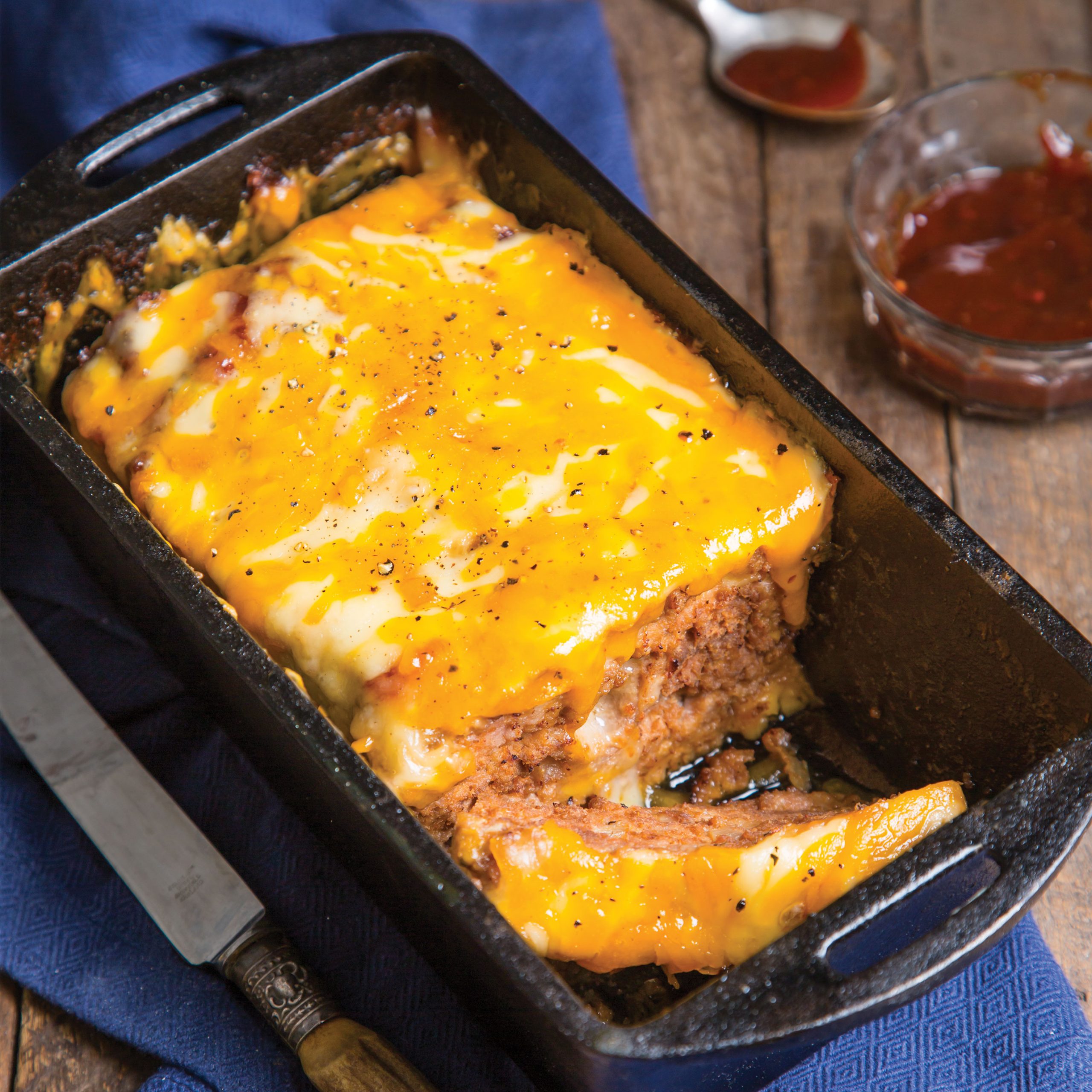 • Spicy Cheesy Meat Loaf with Caramelized Onions